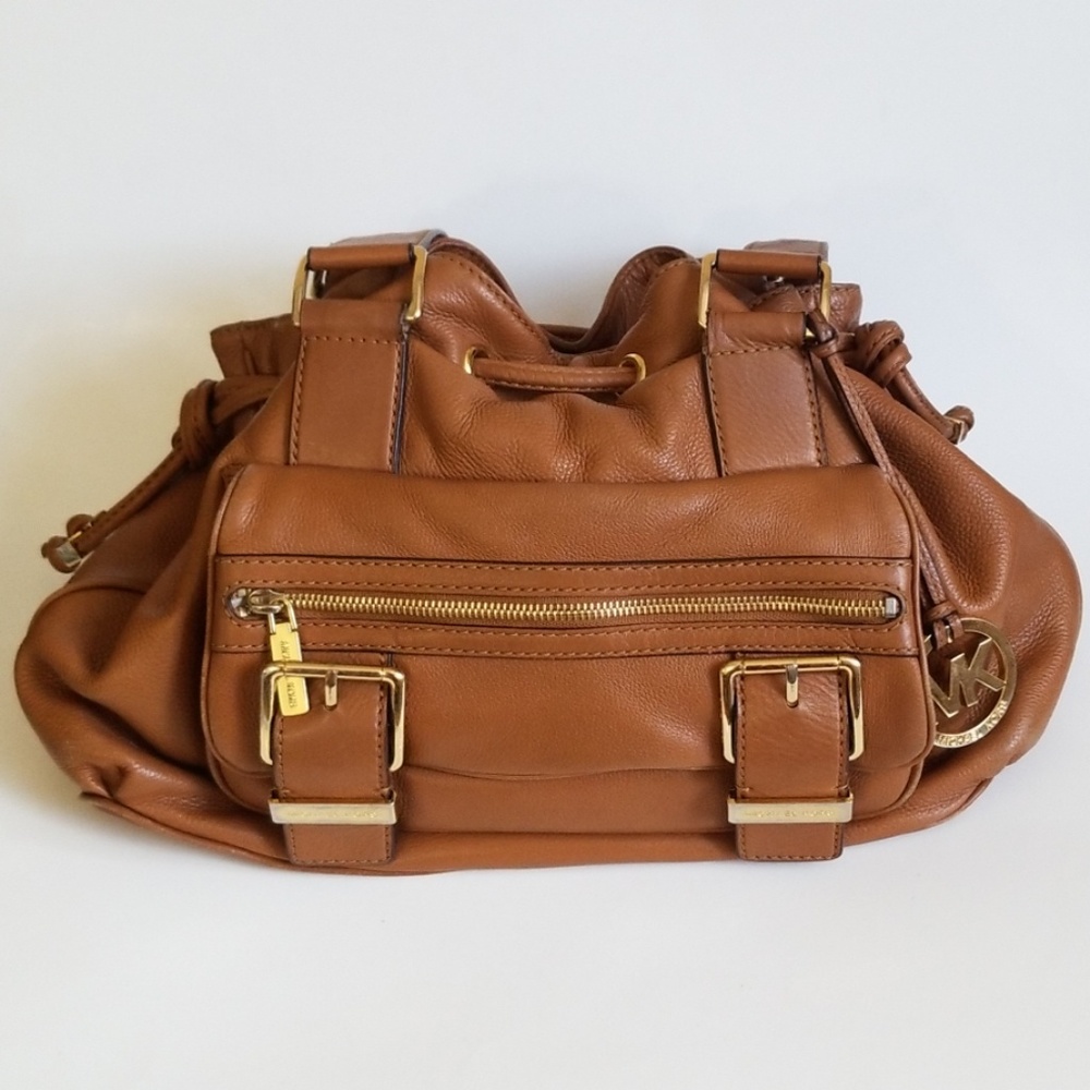 MICHAEL Michael Kors Tan & Gold Leather Satchel
